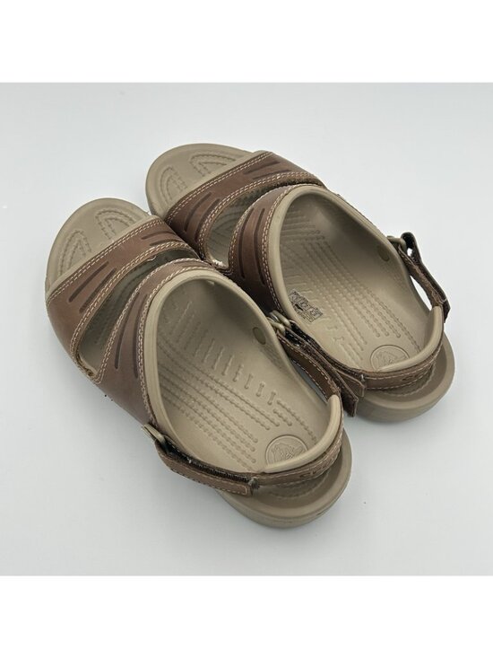 Crocs Yukon Men\'s Size 8 Brown Leather Strap Comfort Slides Open Toe Sandals main image 7